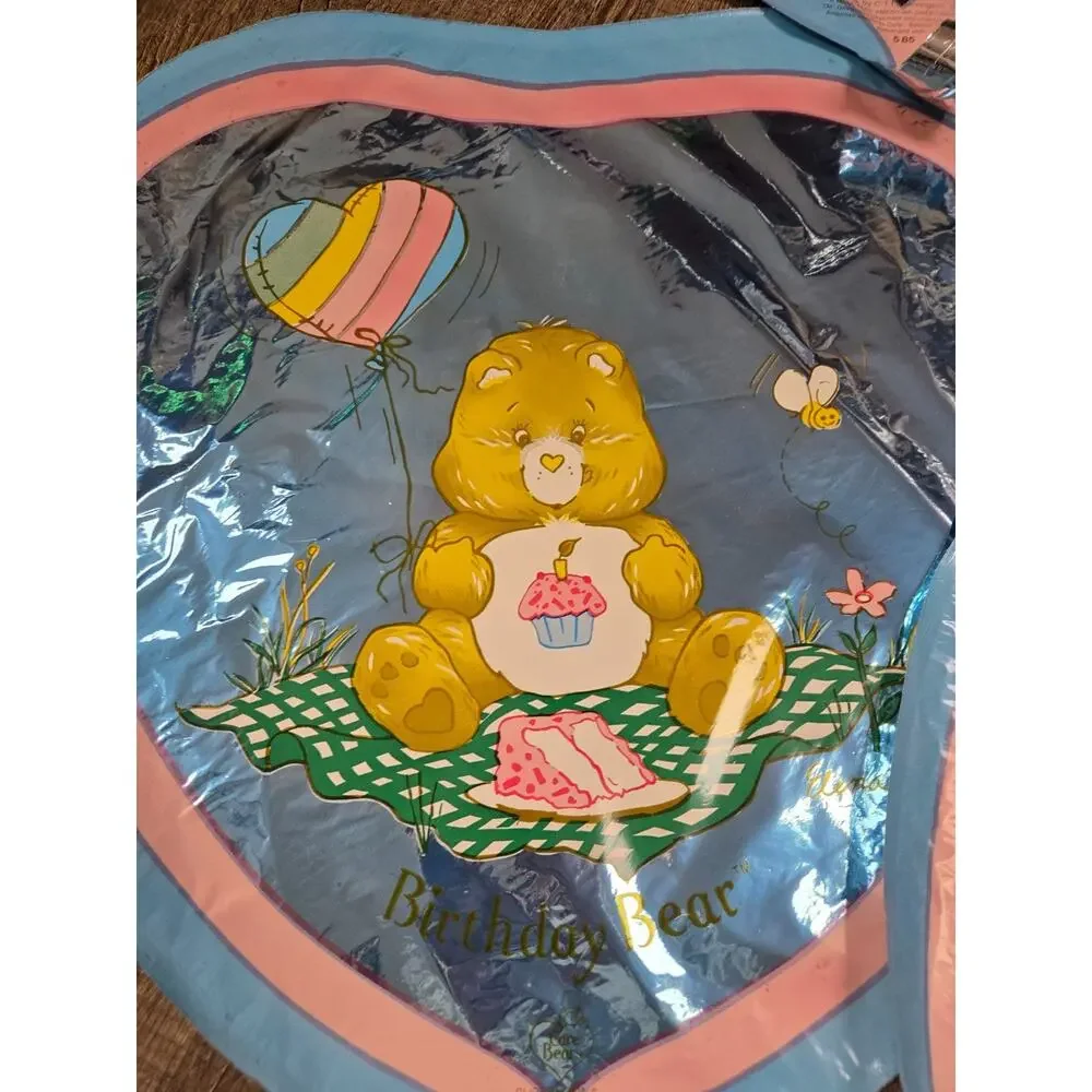 Birthday Bear Carebears Genuine Vintage Mylar Balloons From 1980s Lot of 4